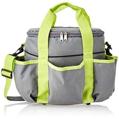 Afbeelding van Borsteltas 27 x 22 22cm antraciet appelgroen