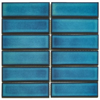 Afbeelding van The Mosaic Factory Barcelona Rechthoek Azuur Blauw Glanzend 4,5x14,5 cm