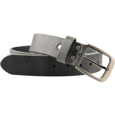 Afbeelding van Fana Belts Leren Riem Zwart/Donkergrijs Grote Maat Riemen Taillemaat 120