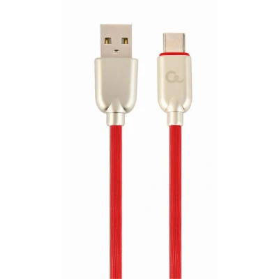 Afbeelding van Premium USB Type C laad &amp;datakabel&#039;rubber&#039;, 2 m, rood