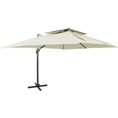 Afbeelding van vidaXL Zweefparasol met dubbel dak 400x300 cm zandkleurig