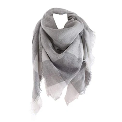 Afbeelding van Bakicey damessjaal XXL warme, zachte gebreide, geruit, winter, herfst, wol, beschermend, halsdoek, poncho, cape, J