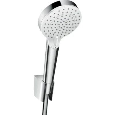 Afbeelding van Hansgrohe crometta vario porter s handdouche badset 100mm douchekop 2jet 1250mm doucheslang met douchehouder chroom wit 26691400