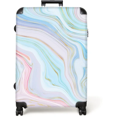 Afbeelding van NoBoringSuitcases.com® Koffer groot Reiskoffer lichtgewicht Marmer Pastel Patronen Abstract Marmerlook Rolkoffer met 4 wielen Grote trolley XL 98 liter bagage