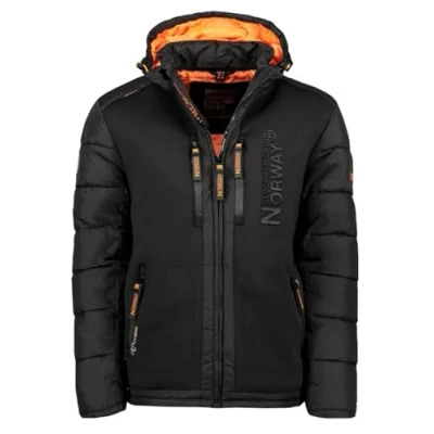 Afbeelding van Geographical Norway Winterjas voor heren, gewatteerd, met capuchon, warm gevoerd, skiën/snowboarden, winter/herfst, maat S tot 7XL, zwart, XL