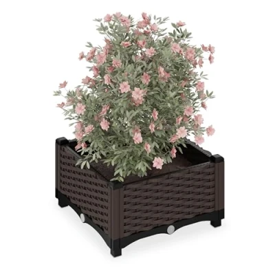 Afbeelding van plantenbak met waterreservoir kunststof 23 x 40 cm bruin
