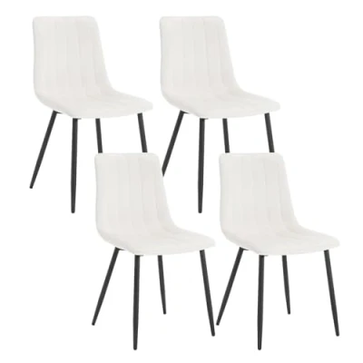 Afbeelding van Klihome Eetkamerstoelen, set van 4, keukenstoel, eetkamerstoel, gestoffeerde stoel, woonkamerstoel, designstoel, met rugleuning, metalen poten, zitting fluweel, beige, K0008EZS 4