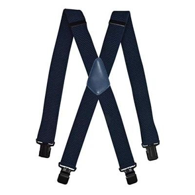 Afbeelding van Olata Heren Bretels met Extra Brede Banden, X vorm Ontwerp en Zwarte Clips 4 cm. Donkerblauw