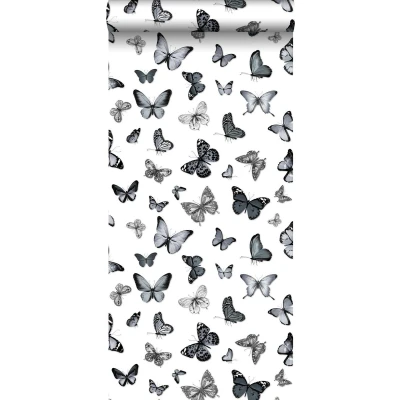 Afbeelding van Leen Bakker ESTAhome Behang Vlinders Zwart En Wit 53cm X 10,05 M Vlies