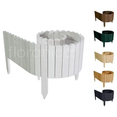 Afbeelding van Floranica Rollborder Flexibele houten Hoogte: 40 cm, hekje 200 cm Wit Geïmpregneerd Dennenhout Gazonafscheiding Palissade padenafscheiding kan worden ingekort