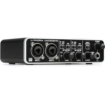 Afbeelding van Behringer UMC202HD Audiophile 2x2 USB audio interface, 24 bit/192 kHz, met Midas microfoon voorversterkers