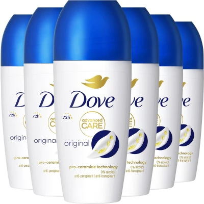 Afbeelding van Dove Advanced Care Anti Transpirant Deodorant Roller Original verbeterde formule met Pro Ceramide technologie 6 x 50 ml