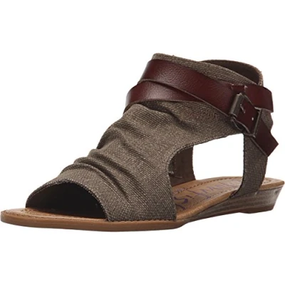 Afbeelding van Blowfish Balla, sandalen met open neus voor dames, Brown Rancher Canvas Whiskey Dyecut, 36 EU