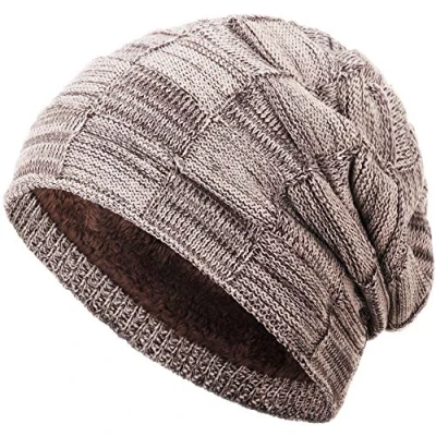Afbeelding van Compagnose warm gevoerde beanie wintermuts vlechtwerk patroon effen of gevlekte One Size Cap, Kleur:Rose gevlekt