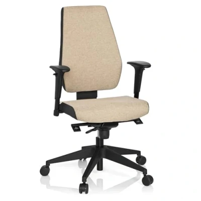 Afbeelding van Bureaustoel Verstelbare Armleuning Stof Beige Ergonomisch