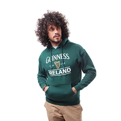 Afbeelding van Guinness Officiële Merchandise Pullover Hoodie met Logo &amp; Ierland Print, Forest, M, Groen, Groen