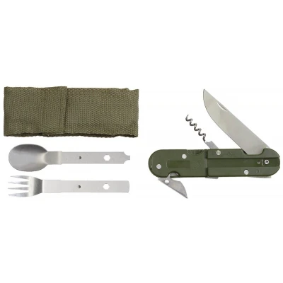 Afbeelding van Fox Outdoor Multi Tool met Vork, Mes &amp; Lepel Leger Groen