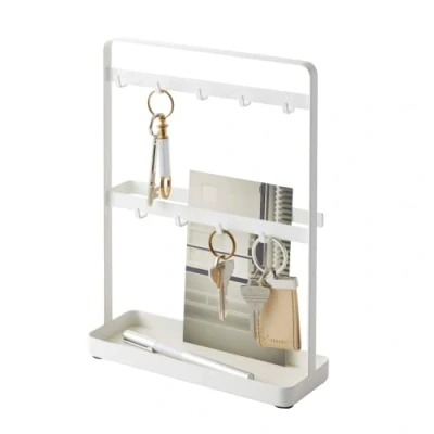 Afbeelding van Yamazaki Sleutelhouder Smart Vrijstaand Met Opbergbakje Wit 20x7,5x27cm