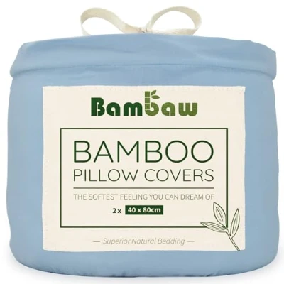 Afbeelding van Bamboe Kussenslopen 2 stuks Eco Kussensloop 40 bij 80 cm Lichtblauw Luxe Beddengoed Hypoallergeen Puur viscose rayon Ultra ademende Stof Bambaw