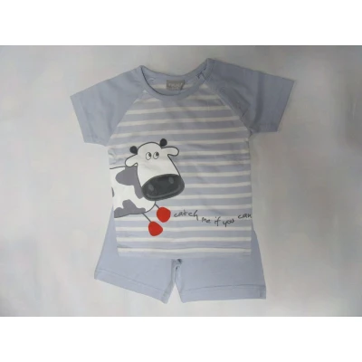 Afbeelding van Wiplala Zomer pyjama Jongen Blauw Koe 6 maand 68