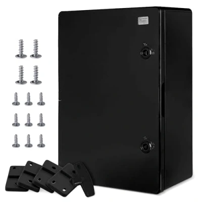 Afbeelding van Wandkast behuizing schakelkast IP65 industriële lege ABS kunststof kast montageplaat vergrendeling BOXEXPERT serie Fleet verschillende maten, zwart, deur