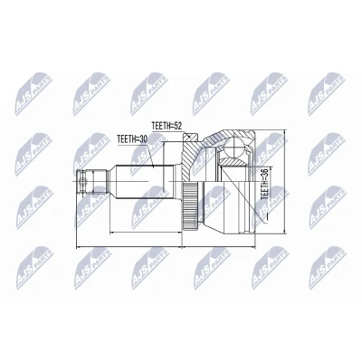 Afbeelding van Homokineet reparatie set, aandrijfas NTY NPZ HY 504