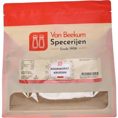 Afbeelding van Van Beekum Specerijen Rookworst Kruiden 1 kilo (hersluitbare stazak)