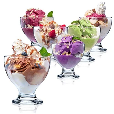 Afbeelding van Kadax IJsbekerset, ijsschalen, dessertglazen met voet voor ijs, desserts, fruit, voorgerechten, cocktails, 6 stuks, 450 ml