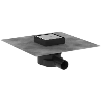 Afbeelding van hansgrohe RainDrain Point 56247800 Puntafvoer 100/100 achterkant betegelbaar roestvrij staal geborsteld complete set