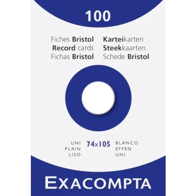 Afbeelding van 10x etui 100 steekkaarten bristol effen niet geperforeerd 74x105mm, Wit
