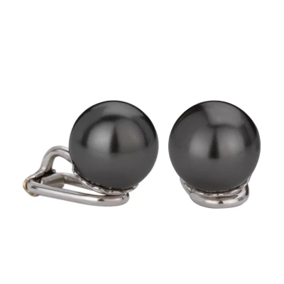 Afbeelding van Traveller Clip Oorbellen Oorclips Dames Zilverkleurig Pareloorclips Parels 10 mm Donker Grijs 718110