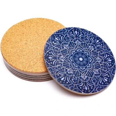 Afbeelding van Mandala Onderzetters Donkerblauw Set van 6 stuks
