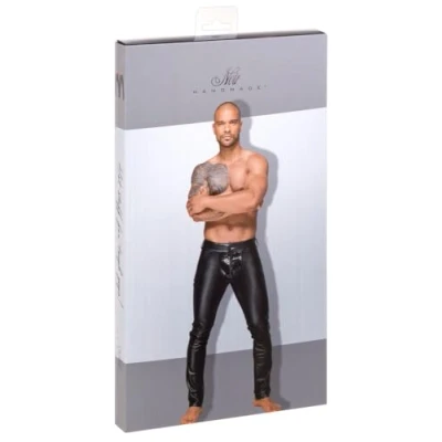 Afbeelding van Noir Handmade Decadence Wetlook trousers with PVC pleats Black