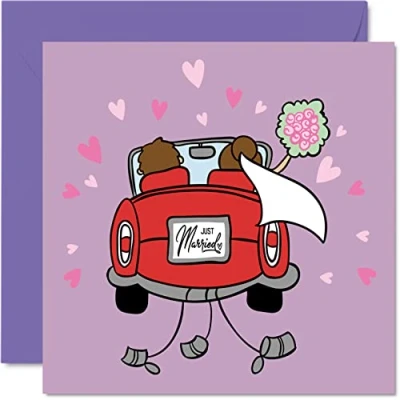 Afbeelding van Trouwkaarten voor bruid bruidegom net getrouwd Happy Wedding Day Cards Gefeliciteerd, Gefeliciteerd goed gedaan Mr &amp; Mrs Card, 145mm x Huwelijk Bruiloft Wenskaarten koppels