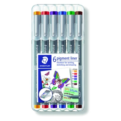 Afbeelding van Fineliner Staedtler Pigment 308 assorti 0.5mm set à 6st