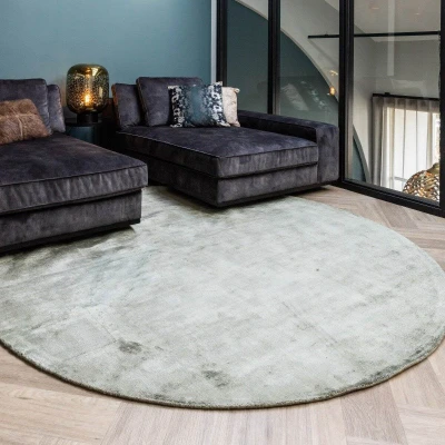 Afbeelding van Rond Vloerkleed Felva Viscose Silk Groen 180 cm