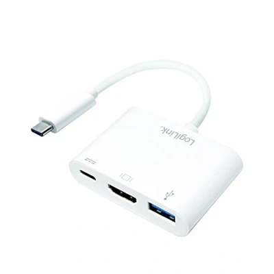 Afbeelding van LogiLink Multiport Adapter, USB C HDMI, weiß