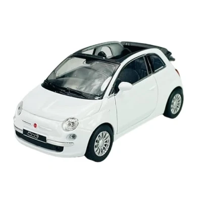 Afbeelding van Welly Fiat 500C Cabrio wit vanaf 2009 1/34 1/39 metalen model auto Die Cast nieuw in doos
