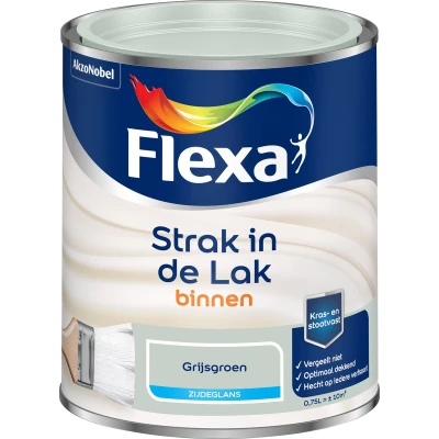 Afbeelding van flexa strak in de lak binnenlak zijdeglans grijsgroen 0.75 ltr