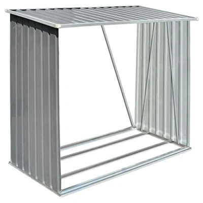 Afbeelding van Haardhoutschuur 163x83x154 cm gegalvaniseerd staal grijs