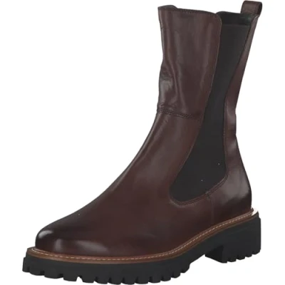Afbeelding van Paul Green Enkellaarsjes 9836 007, glad leer, zwart, dames, bruin, 38 EU