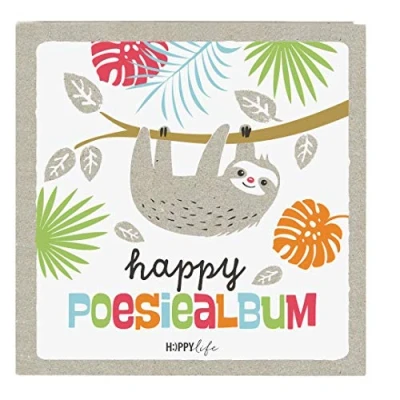 Afbeelding van goldbuch 41 580 41580 Poëziealbum HAPPYlife met luiaardmotief, album 96 witte pagina&#039;s, foto en herinneringsalbum 16,5 x cm, fotoboek kunstdruk, gelamineerd, grijs/wit
