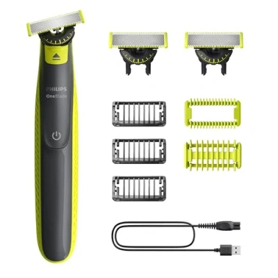 Afbeelding van Philips OneBlade 360 Authentiek Face &amp; Body Elektrische Baardtrimmer, Scheerapparaat en Groomer, 3x mesjes, Stoppelkam (1,3,5mm), 1x Kit, QP2824/31