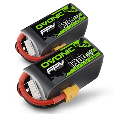 Afbeelding van OVONIC Lipo Batterij 6s 1300mAh 100C 22.2V met XT60 Connector voor RC Helicopter Drone FPV Racing DIY Hobby(2pcs）