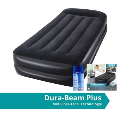 Afbeelding van Intex Pillow Rest Raised Luchtbed 1 Persoons Inclusief Ingebouwde Pomp en Repairset 191x99x42 cm PVC Blauw