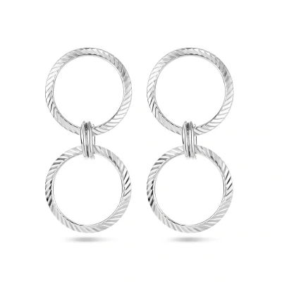 Afbeelding van Oorhangers Cirkels Gediamanteerd Zilver Gerhodineerd Stijlvolle Dames Sieraden