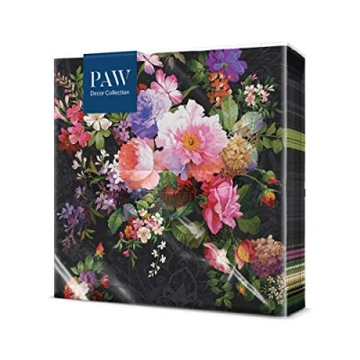 Afbeelding van PAW Papieren Servetten 3 laags (33 x 33 cm) I 20 Stuks Gedrukt met Inkt op Waterbasis Verjaardag Decoratie Tafelversiering Natuur, Dieren Motief Kleur: Roses on Velvet