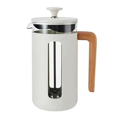 Afbeelding van La Cafetière Cafetière, 8 Cups, 1 L, RVS, Glas, Hout, Wit Pisa