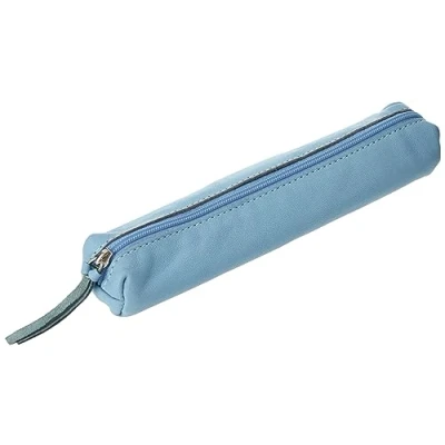 Afbeelding van Clairefontaine 410151C klein, slank etui van echt leer, 19,5 x 2,5 4 cm, hemelsblauw