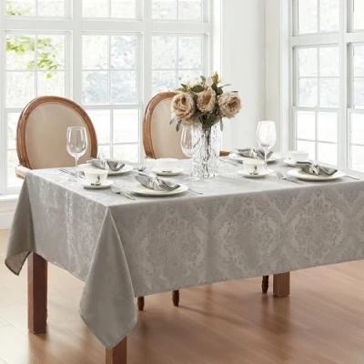 Afbeelding van Elrene Damast Tafelkleed, polyester, zilver, 152,4 x 365,8 cm langwerpig/rechthoekig
